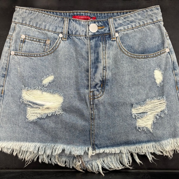 Dresses & Skirts - Distressed Denim Mini Skirt